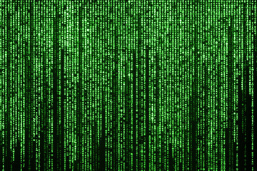 Abstract green cyberspace background. Html or binary code and computer technology, hacker concept.