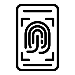 Poster - Finger print phone icon. Outline finger print phone vector icon for web design isolated on white background