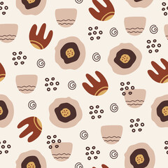 Poster - Vector  seamless pattern of abstract various shapes in flat style . Trendy organic and minimalistic design for  textile, banner, cover, wallpaper, stories background decoration. EPS 10	
