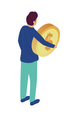 Wall Mural - man lifting coin