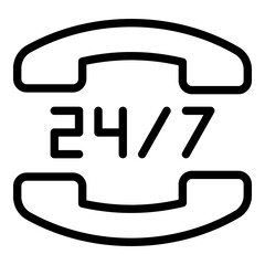 Poster - Call center hours icon. Outline call center hours vector icon for web design isolated on white background