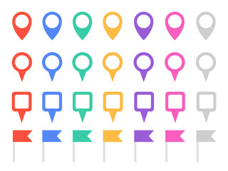 Poster - Set of colorful map pins. Isolated on white background. Vector Illustration.