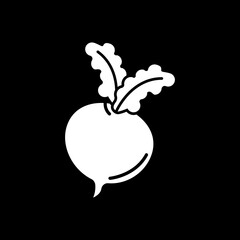 Poster - Beetroot dark mode glyph icon. Fresh vegetable. Farmers market food. Recipe ingredient. Grocery product and foodstuff. White silhouette symbol on black space. Vector isolated illustration