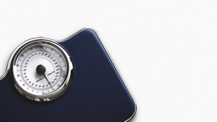 weight scale or bathroom scale on white background
