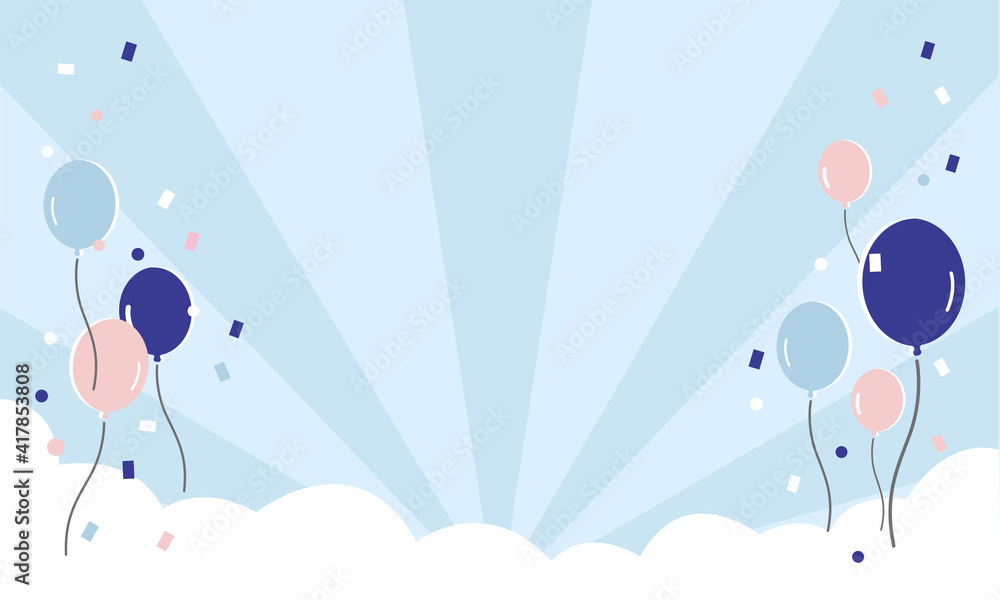 空と集中線のパステルバナー 販促背景素材 Wall Mural Kkoh Design