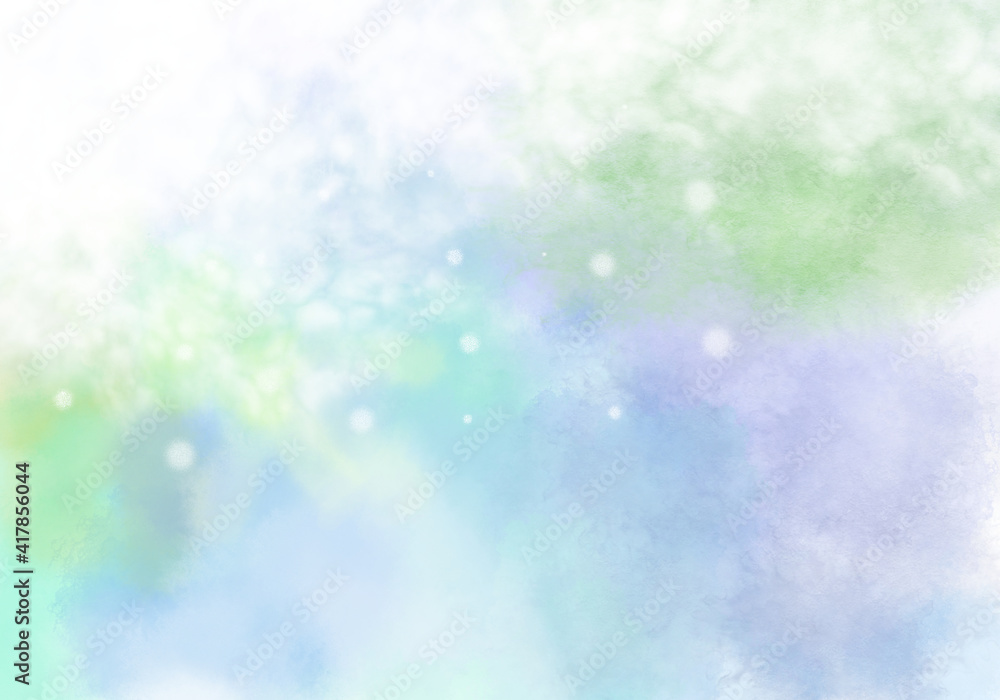 銀河のような雨上がりの明るい空 パステルカラー寒色系水彩グラデーションの抽象背景イラスト Wall Mural Rainowl