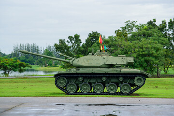 military tank in the garden