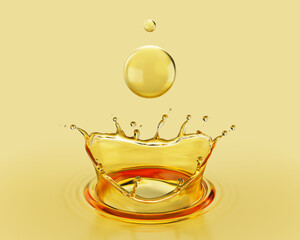 Wall Mural - Cosmetic golden oil or serum liquid background