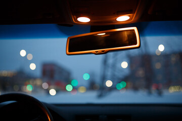 Wall Mural - Rearview mirror in the car.