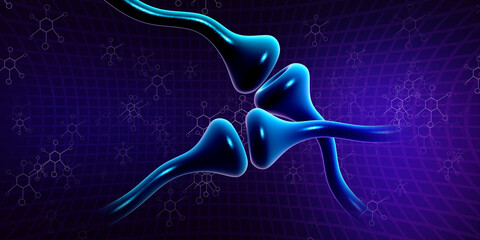 Poster - Nerve Cell. 3D RENDERING . Receptor

