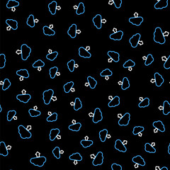 Fototapete - Line Cloud download icon isolated seamless pattern on black background. Vector.