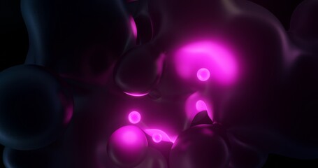 Poster - abstract dark background with glowing pink neon lights