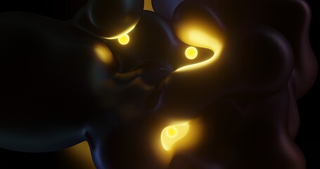 Poster - abstract dark background with glowing yellow lights