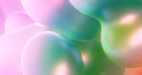 Poster - Abstract Background with Colorful Pink and Green Bubbles and Gradient , Relaxing and Calming Flow