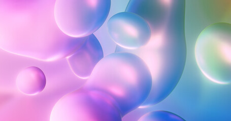 Poster - Abstract Background with Colorful Pink Bubbles and Gradient , Relaxing and Calming Flow