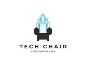 Poster - Tech chair vector logo design. Interior furniture logo design