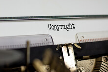 Copyright Symbol. The Word 'Copyright' Typed On Retro Typewriter. Business, Copyright Concept. Beautiful Background.