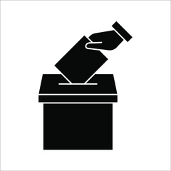 Hand voting ballot box icon, Election Vote concept, Vector illustration on white background. color editable