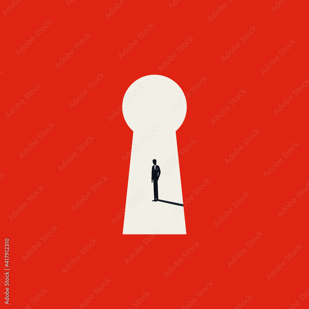 Business career solution vector concept with businessman standing in a ...