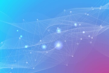 Poster - geometric abstract background with connected line and dots. structure molecule and communication. bi