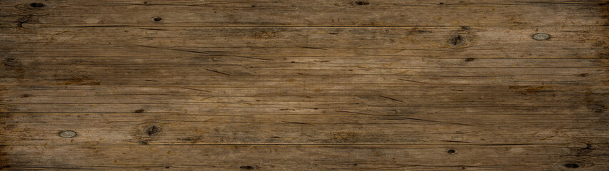 Wall Mural - old brown rustic dark wooden texture - wood timber background panorama long banner	
