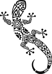 Wall Mural - lizard in maori style. tattoo sketch