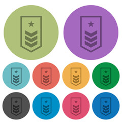 Poster - Military insignia with three chevrons and one star color darker flat icons