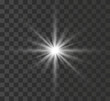 © Alvina - A bright white star explodes on a transparent background. Vector illustration.
