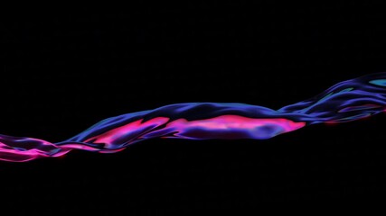 Poster - 4k abstract neon background. motion liquid surface. wavy element. pink and blue color. seamless loop