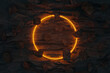 © Brilliant Eye - 3d rendering of glow circle shape against black rock volcanic wall