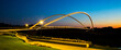 Double arch footbridge at sunset  from Salem Riverfront park to Minto Island, Oregon.