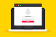 © SMUX - Laptop with account login and password form page on screen. Sign in to account. Login form on a laptop. login and password form page on a computer screen. User authorization. login authentication page
