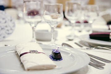 Poster - stylish reception table details plates and glasses