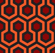 Seamless geometric pattern. Abstract background of hexagon figure. Shining. The Overlook hotel carpet. Wrapping paper and fabric texture. 