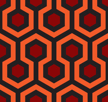 Seamless Geometric Pattern. Abstract Background Of Hexagon Figure. Shining. The Overlook Hotel Carpet. Wrapping Paper And Fabric Texture. 