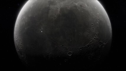 Wall Mural - Moon Lunar Orbit From Space - 3D Animation 4K