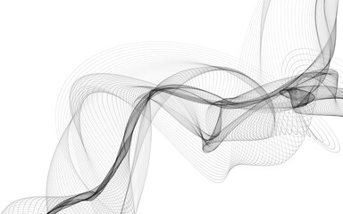 abstract background with monochrome wave lines on white background.