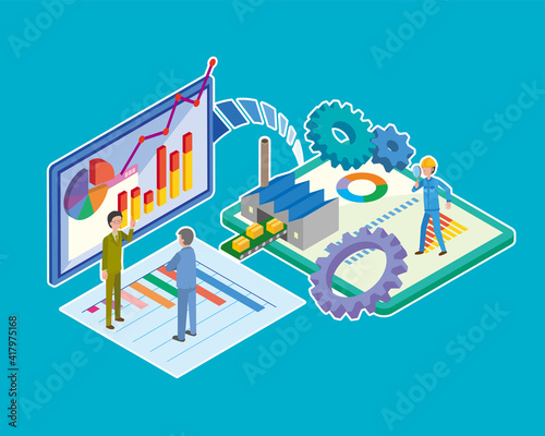 工場の効率化とデジタルのイメージイラスト Stockvector Adobe Stock