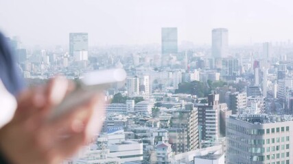 Poster - スマホ操作　都市背景