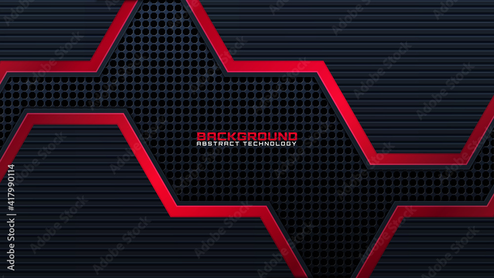 abstract black with red line technology background modern futuristic ...