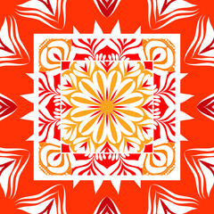 Poster - Colorful abstract graphic background. Scarf design. Frame. Tribal ethnic ornament. 