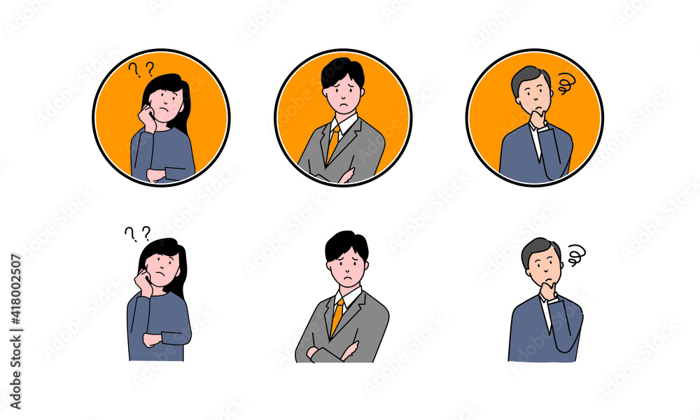 Fototapeta Kuchenna 不安に悩み 相談したい人々のイラストアイコン Ilustracja Ikona Cierpliwy Fototapety Foteks