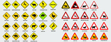 Big Set Of Warning Signs Of Animal. Aware And Caution Vector Template. Eps 10