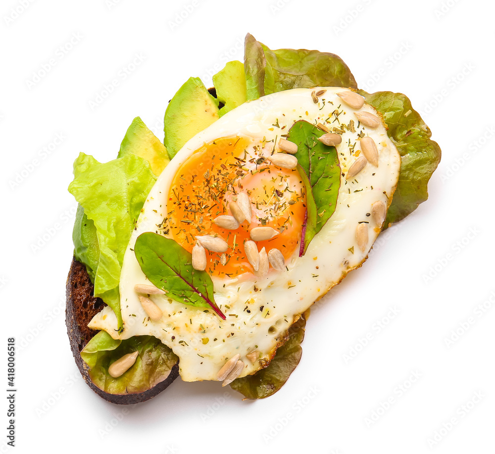 Fresh tasty bruschetta on white background