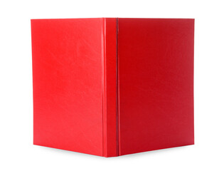 Book with red cover on white background