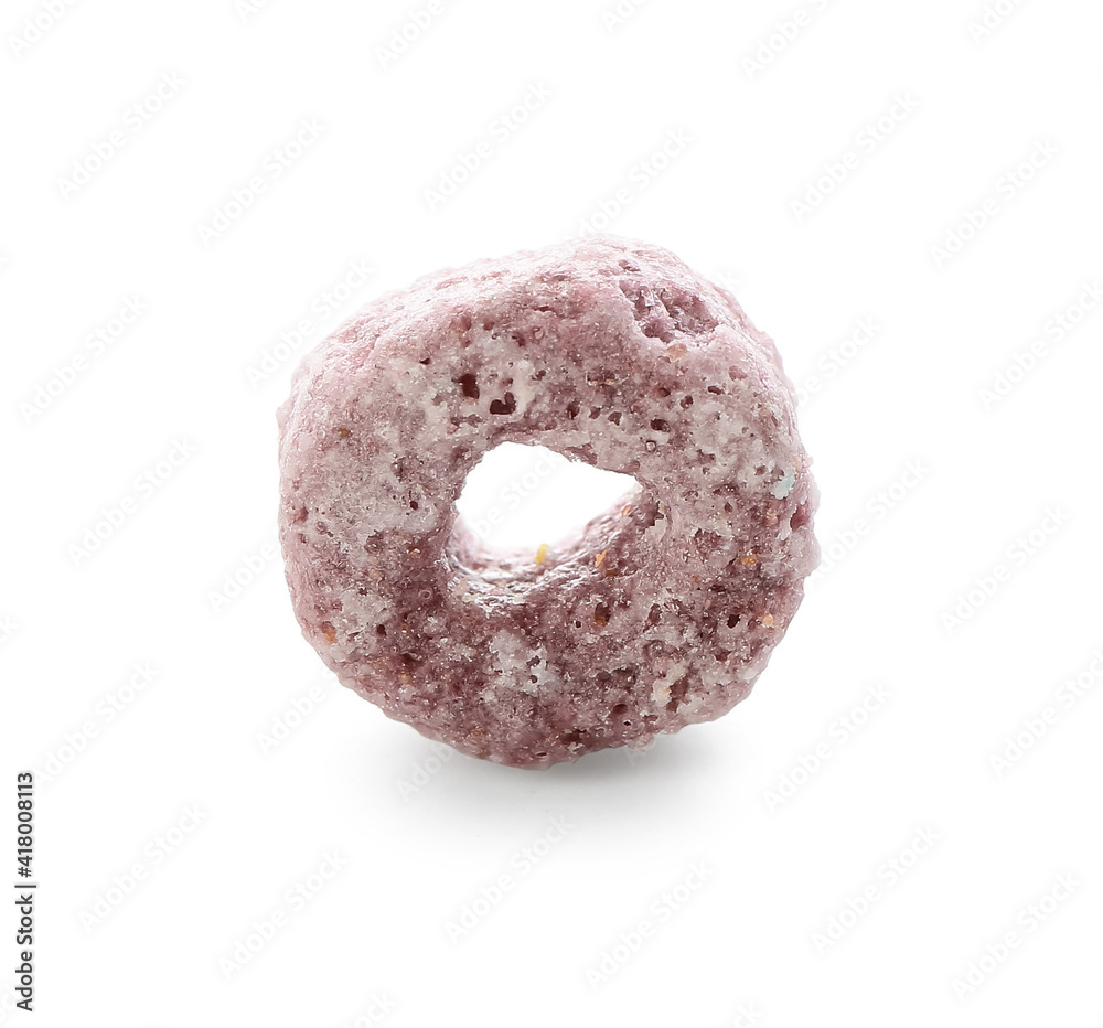 Tasty cereal ring on white background