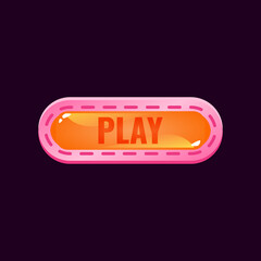 Wall Mural - game ui rounded jelly play button with funny pink border for gui asset elements vector illustration