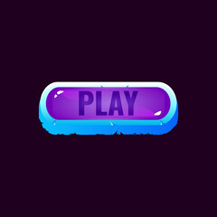 Wall Mural - game ui rounded jelly play button with ice winter border for gui asset elements vector illustration