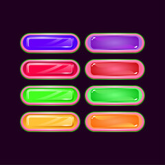 Wall Mural - set of game ui rounded funny pink diamond and jelly colorful button for gui asset elements vector il