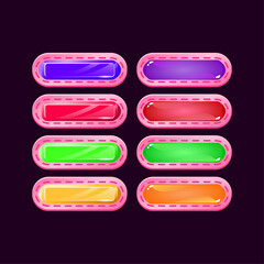 Wall Mural - set of game ui rounded casual pink diamond and jelly colorful button for gui asset elements vector i